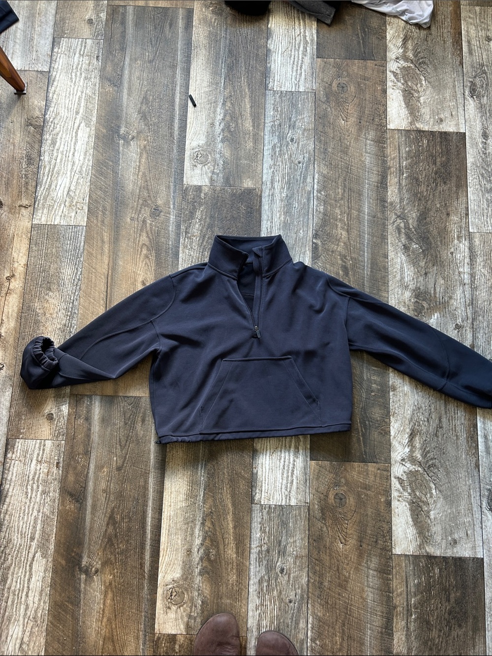 lululemon athletica charcoal  Half-Zip Cropped Sweatshirt- brushed soft streme